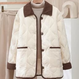 2026 Female Padded Jacket New Korean Loose Flip Collar Corduroy Diamond Grid Jacket Women Winter Short Lightweight Cotton Coat