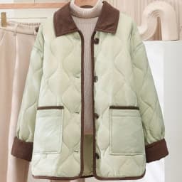 2026 Female Padded Jacket New Korean Loose Flip Collar Corduroy Diamond Grid Jacket Women Winter Short Lightweight Cotton Coat