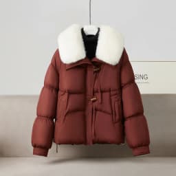New Winter Down Cotton-padded Jacket Women's Short Parkas Big-fur-collar Outerwear Streetwear Lady Loose Warm Thicken Tops