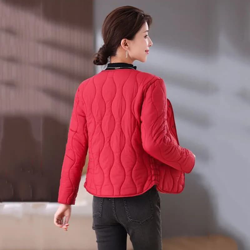 Cotton-Padded Jacket Women Middle-aged Autumn Winter New Plus Velvet Coat Female Thicken Warm Casual Parkas Outerwear Ladies Top