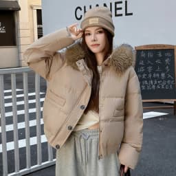 Autumn Winter 2026 New Women's Cotton Padded Jacket Fur Collar Zipper Warm Thicken Coat  Hooded Parkas Jacket Female Outwears