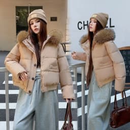 Autumn Winter 2026 New Women's Cotton Padded Jacket Fur Collar Zipper Warm Thicken Coat  Hooded Parkas Jacket Female Outwears