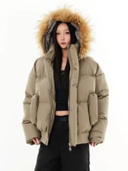 2026 Korean Style Winter Women Faux Fur Collar Hooded Coat Warm Cotton Padded Jacket Y2K Vintage Casual Parka Outerwear Tops