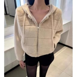 Women's Soft Faux Fur Knitted Jacket Autumn Winter New Style Pure Desire Style Splicing Design Long Sleeve Cotton Coat