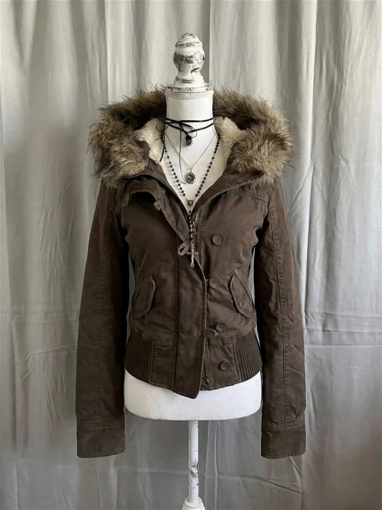 Winter Warm Windproof Faux Fur Hood Parka Women Loose Thick Cotton Padded Coat Casual Daily Outdoor Street Fashion Outer Tops