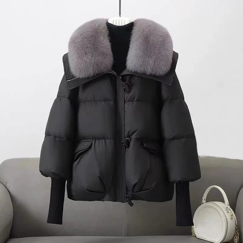 Women Winter Parka Coat 2025 Casual Korean Fashion Female Outerwear Thicken Big Fur Collar Puffer Coat Ladies Down Cotton Jacket