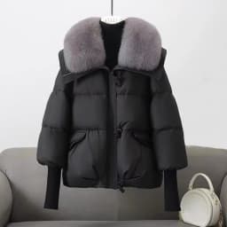Women Winter Parka Coat 2025 Casual Korean Fashion Female Outerwear Thicken Big Fur Collar Puffer Coat Ladies Down Cotton Jacket