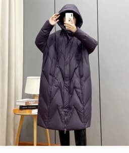 Retro Commuting Loose And Thick Down Cotton jacket for women, New Over The Knee long Plus Size Hooded Parka Winter Outwear Red
