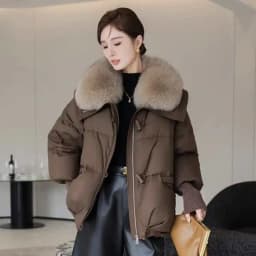 Loose Fit Thickened down Cotton Jacket Women's Winter Outerwear with Fur Collar Splicing Style plus Size Korean Fashion