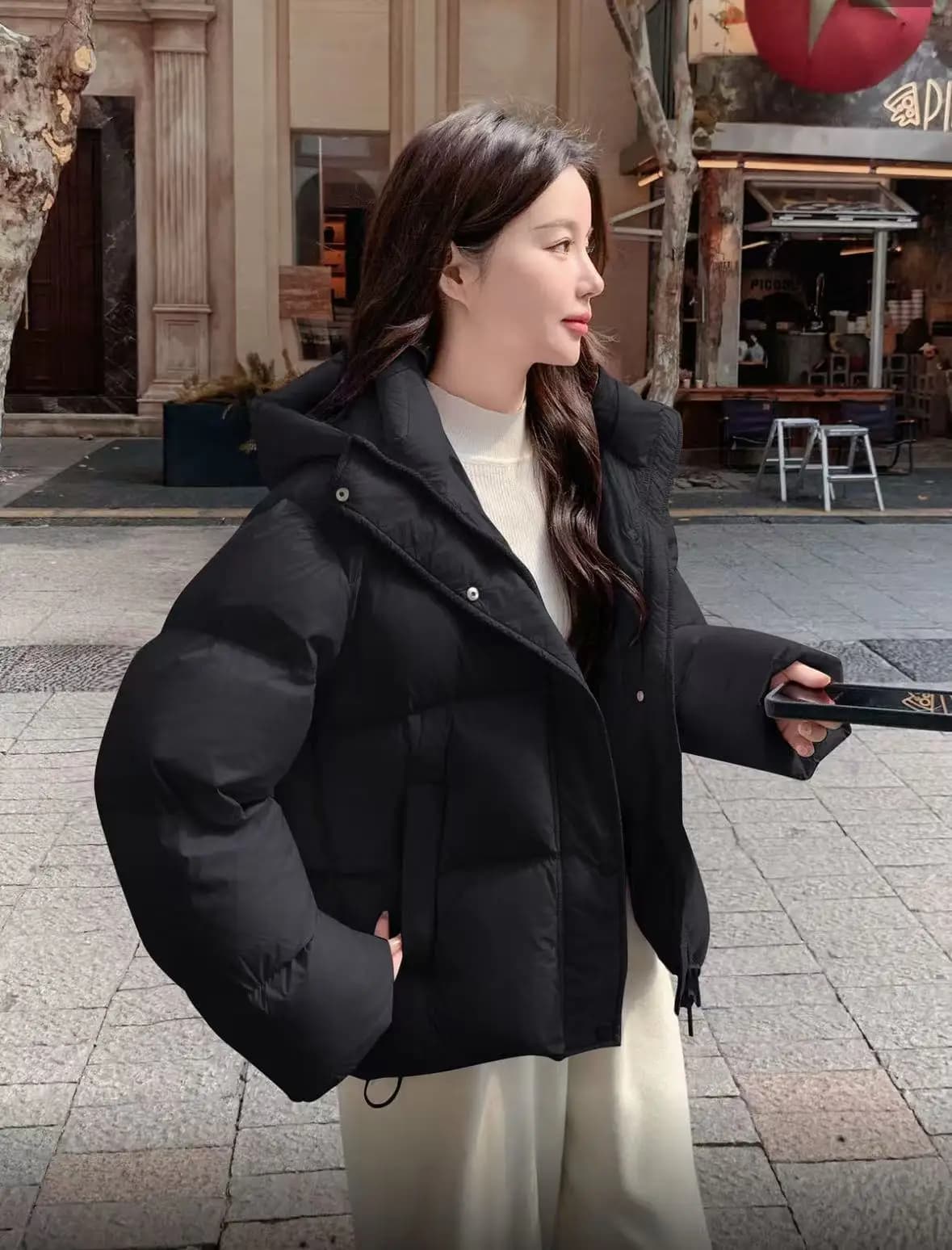 Korean Fashion Women Winter Down Puffer Coat Faux Fur Collar Loose Fit Parka Y2K Warm Windproof Vintage Casual Outerwear Jacket