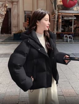 Korean Fashion Women Winter Down Puffer Coat Faux Fur Collar Loose Fit Parka Y2K Warm Windproof Vintage Casual Outerwear Jacket