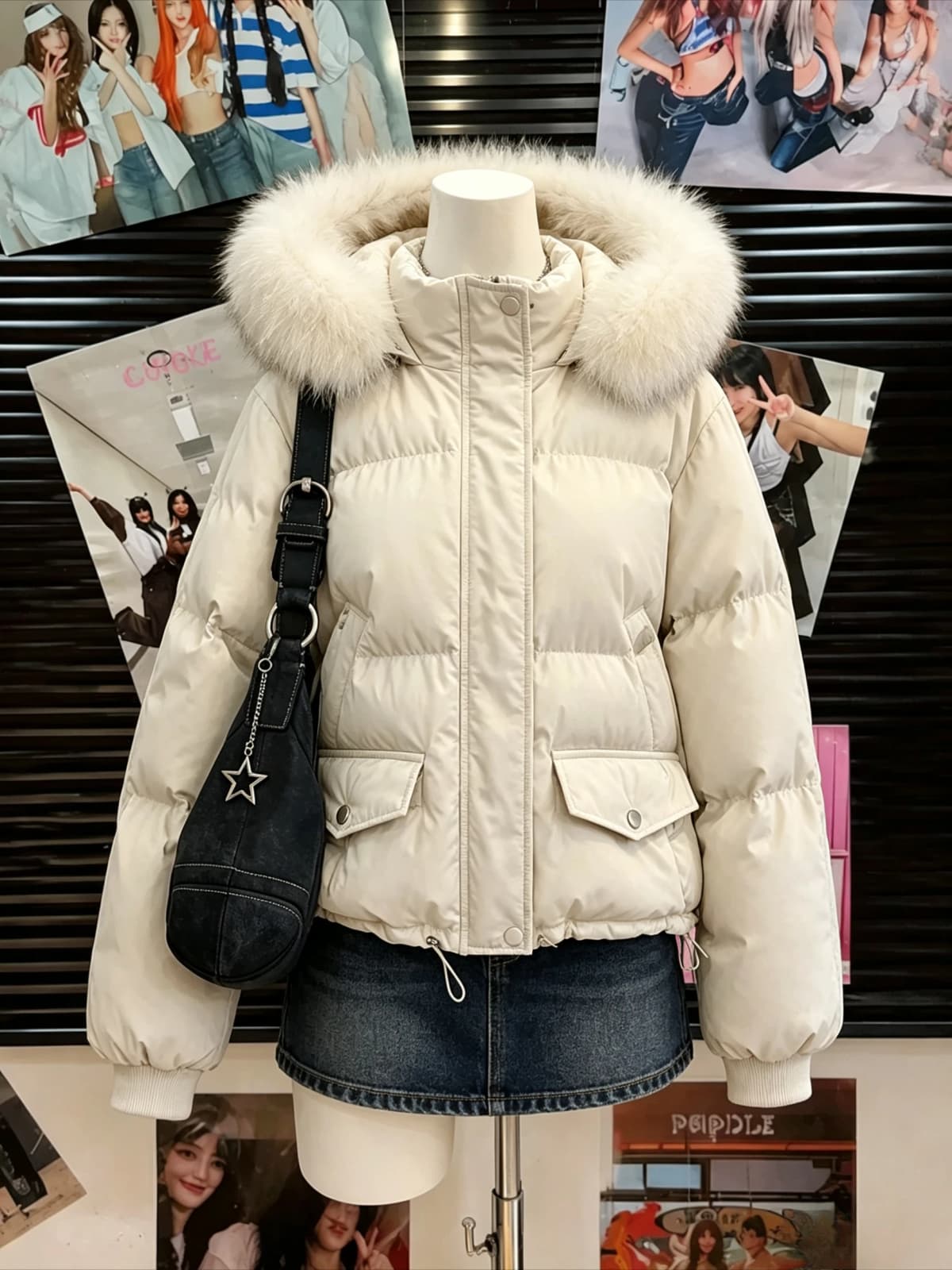 Y2K American Vintage Women Faux Fur Parkas 2026 Fall Korean Fashion Warm Cotton‑padded Coats Casual Outerwear Jackets Tops