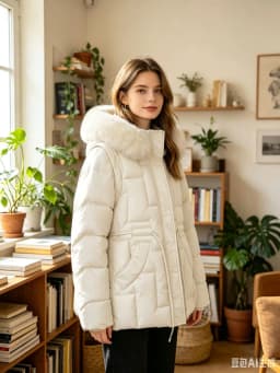 SHENGPALAE Women Puffer Coat Faux Fur Hood Short High Waist Elastic Hem Thick Bread Outerwear Autumn 2026 New 05E03425