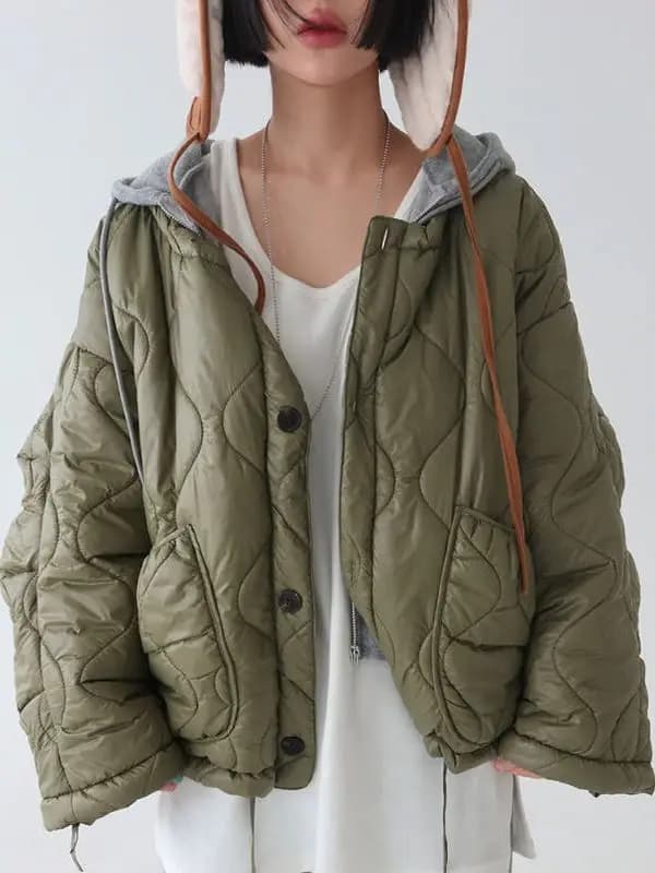 Chic Autumn Winter round Neck Loose Lazy Flight Jacket Cotton Outerwear Women Small Size Age Reduction Top