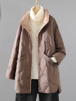 Artistic Loose Fit Long Lightweight Cotton Jaet Women's Winter Casual Warm Coat Stand Collar Color Blo Outerwear