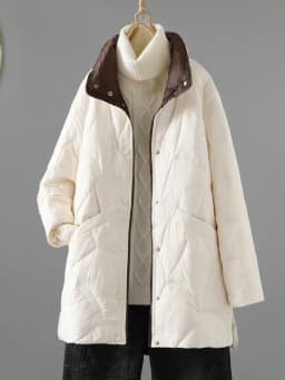 Artistic Loose Fit Long Lightweight Cotton Jaet Women's Winter Casual Warm Coat Stand Collar Color Blo Outerwear