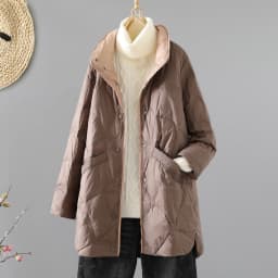 Artistic Loose Fit Long Lightweight Cotton Jaet Women's Winter Casual Warm Coat Stand Collar Color Blo Outerwear
