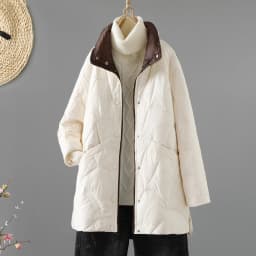 Artistic Loose Fit Long Lightweight Cotton Jaet Women's Winter Casual Warm Coat Stand Collar Color Blo Outerwear