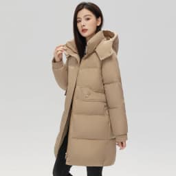 Fashionable Winter Women's down Cotton Jacket Mid-Length Hooded Thickened Long Sleeve Color Bread Coat Outerwear