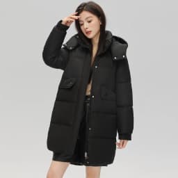 Fashionable Winter Women's down Cotton Jacket Mid-Length Hooded Thickened Long Sleeve Color Bread Coat Outerwear