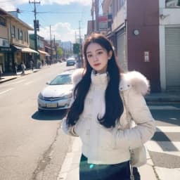 Korean Style Short Thickened Cotton Jacket Women's Winter Coat Fur Collar Hooded Sweet Style Loose Fit Polyester Fabric