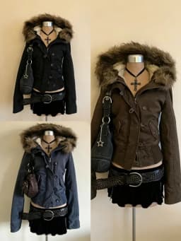 American Vintage Faux Fur Parkas Coats 2026 Y2k Retro Cotton‑padded Jacket Korean Fashion Warm Casual Outwear Tops Winter