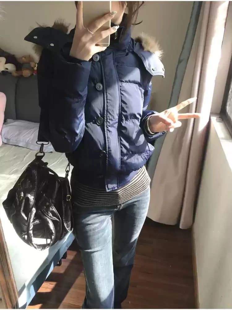 American Vintage Y2K Winter Ladies Faux Fur Parkas Coats Cotton‑padded Jacket Korean Fashion Warm Casual Daily Outwear Outer Top