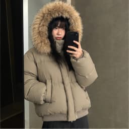 2026 Women Faux Fur Collar Turtleneck Jacket Winter Warm Cotton Padded Parka Korean Fashion Y2K Vintage Casual Outerwear Coat