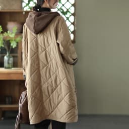 Japanese Style Winter Thickened Lightweight Cotton Jacket Women's Hooded Quilted Mid-Length Coat Artistic Loose Fit Long Sleeve