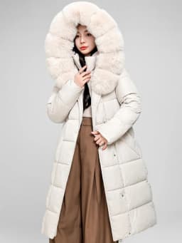 SHENGPALAE Women Puffer Coat Faux Fur Hood Long Belted Waist‑cinched Thick Warm Elegant Outerwear Autumn 2026 New 05E03418