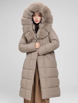 SHENGPALAE Women Puffer Coat Faux Fur Hood Long Belted Waist‑cinched Thick Warm Elegant Outerwear Autumn 2026 New 05E03418