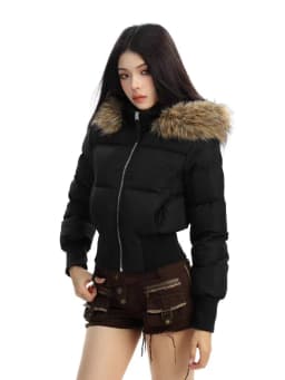Y2K American Vintage Korean Fashion Cotton Padded Jacket Harajuku Casual Outerwear Tops Faux Fur Collar Parkas Coats Stylish