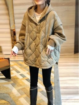 Quilted Hooded Sweatshirt Women's Cotton Jacket Lightweight Padded Durable Vintage Style Long Sleeve Regular Length Coat