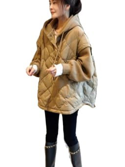Quilted Hooded Sweatshirt Women's Cotton Jacket Lightweight Padded Durable Vintage Style Long Sleeve Regular Length Coat