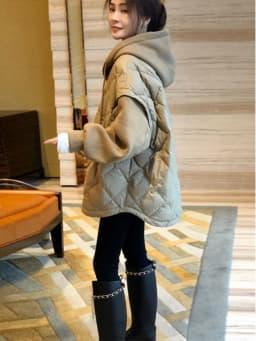 Quilted Hooded Sweatshirt Women's Cotton Jacket Lightweight Padded Durable Vintage Style Long Sleeve Regular Length Coat