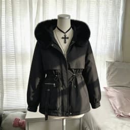 Vintage American Vibe Faux Fur Hooded Ladies Autumn Winter Warm Long Sleeve Jacket Casual Street Chic Daily Fashion Outer Coat