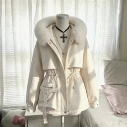 Vintage American Vibe Faux Fur Hooded Ladies Autumn Winter Warm Long Sleeve Jacket Casual Street Chic Daily Fashion Outer Coat
