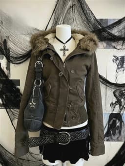 Women Retro Y2K Winter Parka Thick Warm Faux Fur Hooded Cotton Padded Coat Casual Street Daily Outdoor Windproof Ladies Fashion