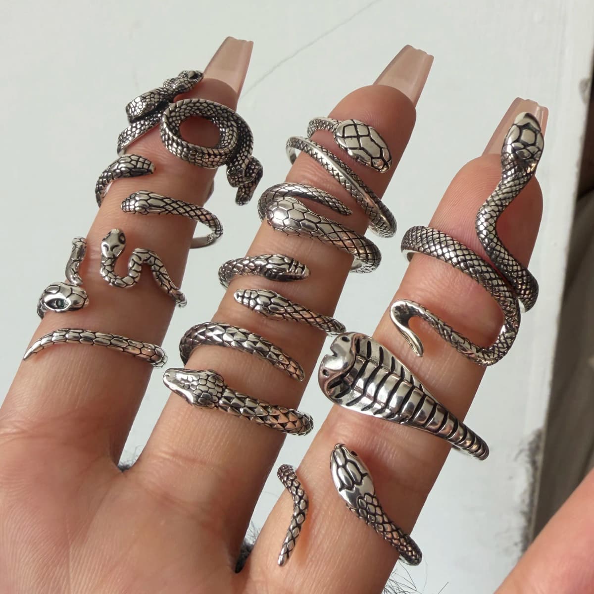 925 Sterling Silver Rings for Women Couple Minimalist Handmade Simple Vintage Snake Ring Fine Jewelry Gift Prevent Allergy