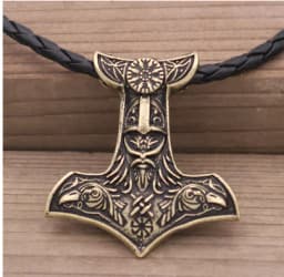 Norse Viking Amulet Scandinavian Mjolnir Pendant Hammer Of Thor Necklace Colar Choker Necklace Women Viking Rune Amulet