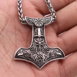 Norse Viking Amulet Scandinavian Mjolnir Pendant Hammer Of Thor Necklace Colar Choker Necklace Women Viking Rune Amulet