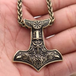 Norse Viking Amulet Scandinavian Mjolnir Pendant Hammer Of Thor Necklace Colar Choker Necklace Women Viking Rune Amulet
