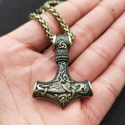 Norse Viking Amulet Scandinavian Mjolnir Pendant Hammer Of Thor Necklace Colar Choker Necklace Women Viking Rune Amulet