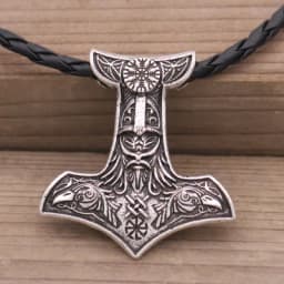 Norse Viking Amulet Scandinavian Mjolnir Pendant Hammer Of Thor Necklace Colar Choker Necklace Women Viking Rune Amulet