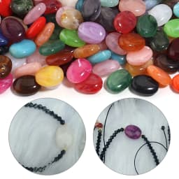 20pcs/lot Imitation Jade Stone Acrylic Beads Dual Color Flat Oval Loose Spacer Beads For DIY Bracelet Phone Chains Accessories