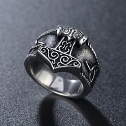 Vintage Viking Mjolnir Thor's Hammer Ring Men Nordic 316L Stainless Steel Odin Celtics Knot Amulet Ring Jewelry Gift