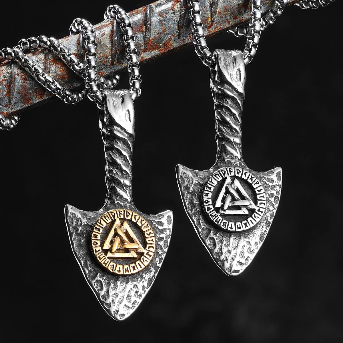 Viking Rune Spearhead Odin Men Necklaces Stainless Steel Pendant Chain Women Punk Fashion Jewelry Accessories Gifts Wholesale