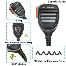 2PCS Baofeng Walkie Talkie Speaker Mic Waterproof PTT Microphone For UV-5RH DM-1701 UV-17 UV-K5 UV-K6 UV18 Pro Radio Accessories