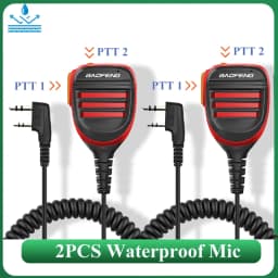 2PCS Baofeng Walkie Talkie Speaker Mic Waterproof PTT Microphone For UV-5RH DM-1701 UV-17 UV-K5 UV-K6 UV18 Pro Radio Accessories