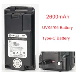 Walkie Talkie Battery FOR Quansheng UV-K5 K6 High Capacity Battery 18650 Type-C charge Wireless Machine Transceiver UVK6 UVK5(8)